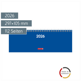 Querterminbuch Mod. 772 2026 | 297×105 mm, Karton, blau